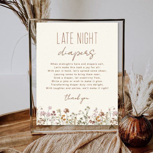 ワイルドフラワー深夜おむつ赤ちゃんシャワーゲーム ポスター