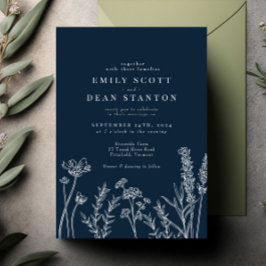 ワイルドフラワー焦げオレンジ結婚式招待状 招待状