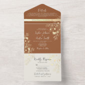 ワイルドフラワー焦げオレン結婚ジの オールインワン招待状 (内側)