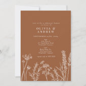 ワイルドフラワー焼きオレンジリハーサルディナー 招待状 (正面)