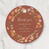 ワイルドフラワー焼きオレンジ結婚フローラありがとう フェイバータグ (正面)