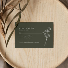 ワイルドフラワー焼けオレンジの結婚式RSVPカード 出欠カード