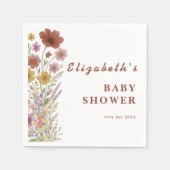 ワイルドフラワー焼けオレンジフローラボホベイビーシャワー スタンダードカクテルナプキン (正面)
