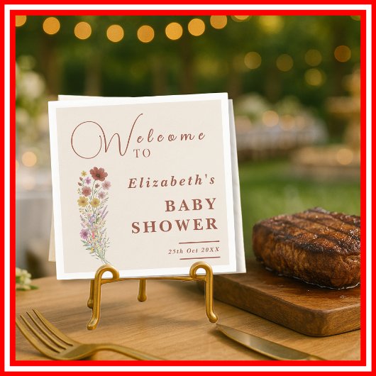 ワイルドフラワー焼けオレンジフローラボホベイビーシャワー スタンダードカクテルナプキン