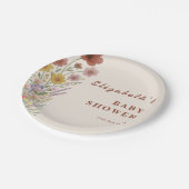 ワイルドフラワー焼けオレンジフローラボホベイビーシャワー ペーパープレート (アングル)