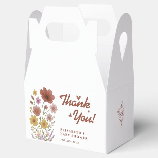 ワイルドフラワー焼けオレンジ色の赤ちゃんシャワーありがとう フェイバーボックス (オープン)