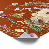 ワイルドフラワー燃えたオレンジ色のベビーで開花ベビーシャワー ポスター (角)