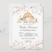 ワイルドフラワー牛誕生日招待状 招待状 (正面)