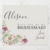 ワイルドフラワー牧草地の花嫁の提案カード スパークリングワインラベル (シングルラベル)