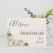 ワイルドフラワー牧草地の花嫁の提案カード 招待状 (スタンド正面)