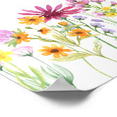 ワイルドフラワー牧草地の赤ちゃんシャワーの好意 ポスター (角)