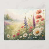 ワイルドフラワー牧草地はがき – サマーカラフル開花 ポストカード (正面)