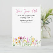 ワイルドフラワー牧草地カスタム赤ちゃんシャワーゲームカード 招待状 (スタンド正面)
