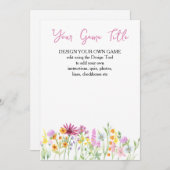 ワイルドフラワー牧草地カスタム赤ちゃんシャワーゲームカード 招待状 (正面/裏面)
