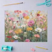 ワイルドフラワー牧草地カラフルフローラ油塗装 薄葉紙 (クラフト)