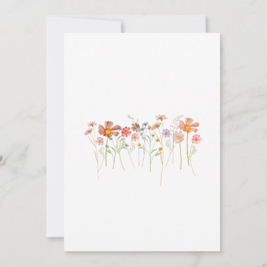 ワイルドフラワー牧草地スクリプエレガントト 招待状 (裏面)