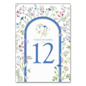 ワイルドフラワー牧草地フローラの水色結婚ブルー テーブルナンバー (正面)