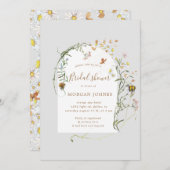 ワイルドフラワー牧草地フローラブライダルシャワー招待状 招待状 (正面/裏面)