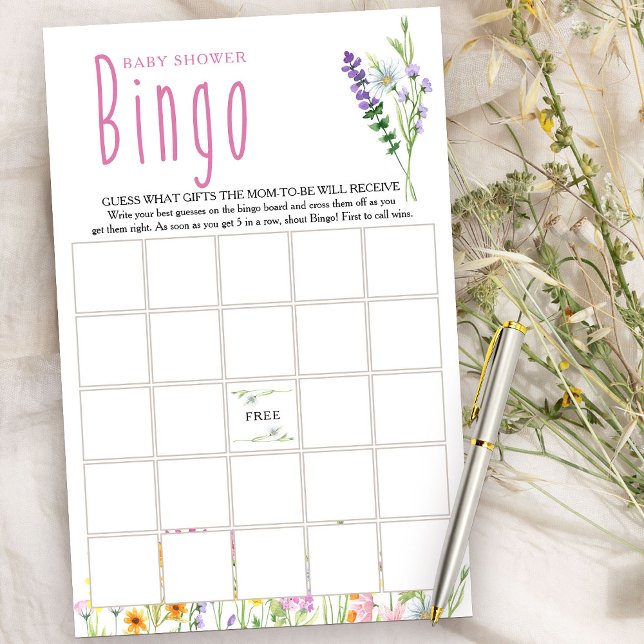 ワイルドフラワー牧草地ベイビーシャワービンゴゲーム (Bingo Game from my Wildflower Meadow collection)