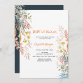 ワイルドフラワー牧草地ベビーで開花乾燥ベビーシャワー 招待状 (正面/裏面)