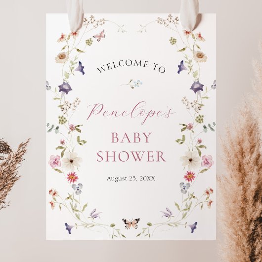 ワイルドフラワー牧草地ベビーシャワー ポスター