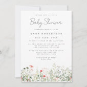 ワイルドフラワー牧草地ベビーシャワー 招待状 (正面)