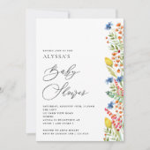 ワイルドフラワー牧草地ベビーシャワー 招待状 (正面)