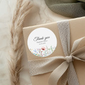 ワイルドフラワー牧草地結婚の感謝ステッカー ラウンドシール