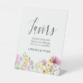 ワイルドフラワー牧草地結婚式の引き出物台座標識 台座サイン (正面)