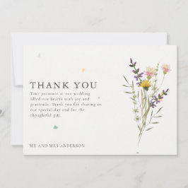 ワイルドフラワー牧草地2枚結婚の写真ありがとう サンキューカード