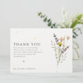 ワイルドフラワー牧草地2枚結婚の写真ありがとう サンキューカード (スタンド正面)
