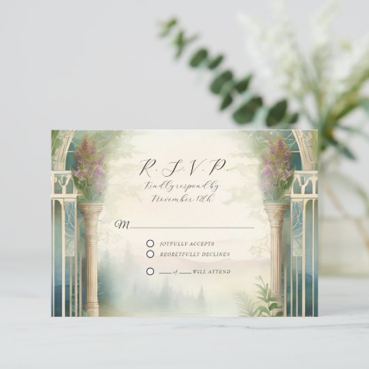 ワイルドフラワー牧草林エレガントフローラ結婚ズ 出欠カード (スタンド正面)