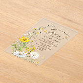 ワイルドフラワー牧草植物蝶バプテスマ アクリル招待状 (レイダウン)