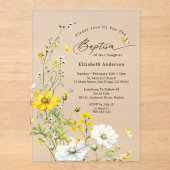 ワイルドフラワー牧草植物蝶バプテスマ アクリル招待状 (正面)