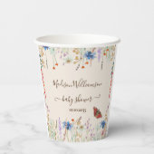 ワイルドフラワー牧草蝶の赤ちゃんシャワー 紙コップ (裏面)