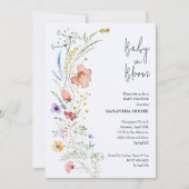 ワイルドフラワー男の赤ちゃんシャワー 招待状 (正面)