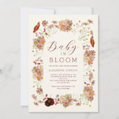 ワイルドフラワー男女兼用秋ベビーシャワー 招待状 (正面)