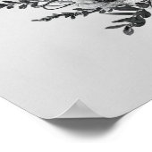 ワイルドフラワー白と黒結婚の歓迎サイン ポスター (角)