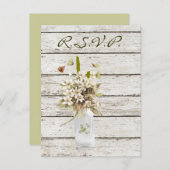 ワイルドフラワー白漆塗りフランスのの木戸国の結婚式 インビテーションポストカード (正面/裏面)