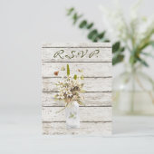 ワイルドフラワー白漆塗りフランスのの木戸国の結婚式 インビテーションポストカード (スタンド正面)