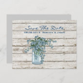 ワイルドフラワー白漆塗りフランスのの木戸国の結婚式 案内ポストカード (正面/裏面)