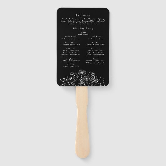 ワイルドフラワー白黒植物学フローラプログラム ハンドファン (裏面)