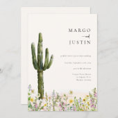 ワイルドフラワー砂漠サボテンウェディング 招待状 (正面/裏面)