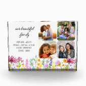 ワイルドフラワー私たちの家族の名と4写真 フォトブロック (正面)