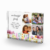 ワイルドフラワー私たちの家族の名と4写真 フォトブロック (右)