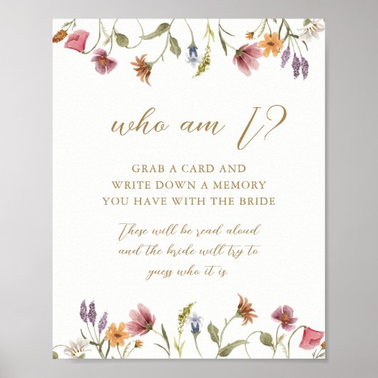 ワイルドフラワー私はブライダルシャワーゲームのサイン ポスター (正面)