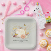 ワイルドフラワー秋かぼちゃきのこ少年ベイビーシャワー ペーパープレート (パーティー)