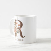 ワイルドフラワー秋の水彩イニシャルR コーヒーマグカップ (正面左)