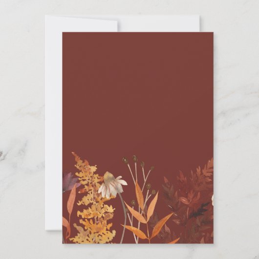 ワイルドフラワー秋の秋が私の花嫁になる 招待状 (裏面)