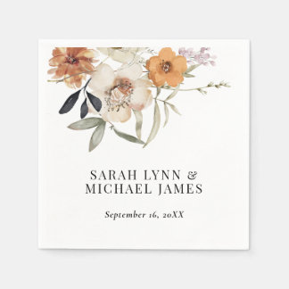 ワイルドフラワー秋の結婚式ペーパーナプキン スタンダードカクテルナプキン